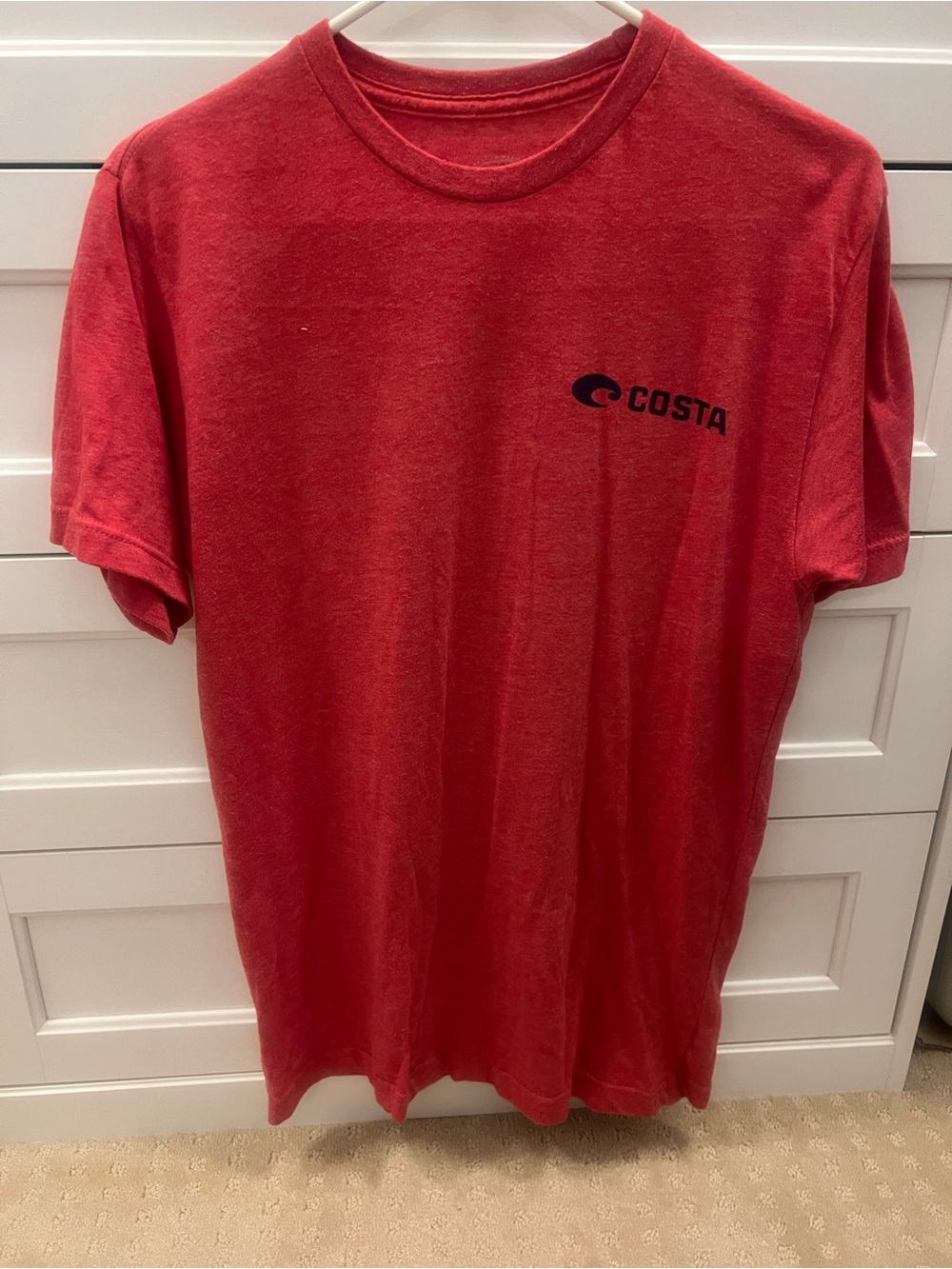 Men’s Costa Short Sleeve Crewneck Tee in Red with Black Logo-S